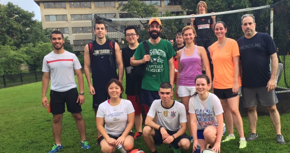 Lab members on the grass